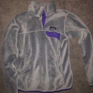 Grey and Purple Patagonia Fleece